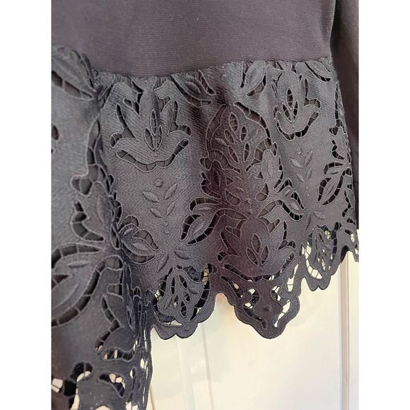 Ann Taylor navy scalloped eyelet hem sweater small - Picture 3 of 8